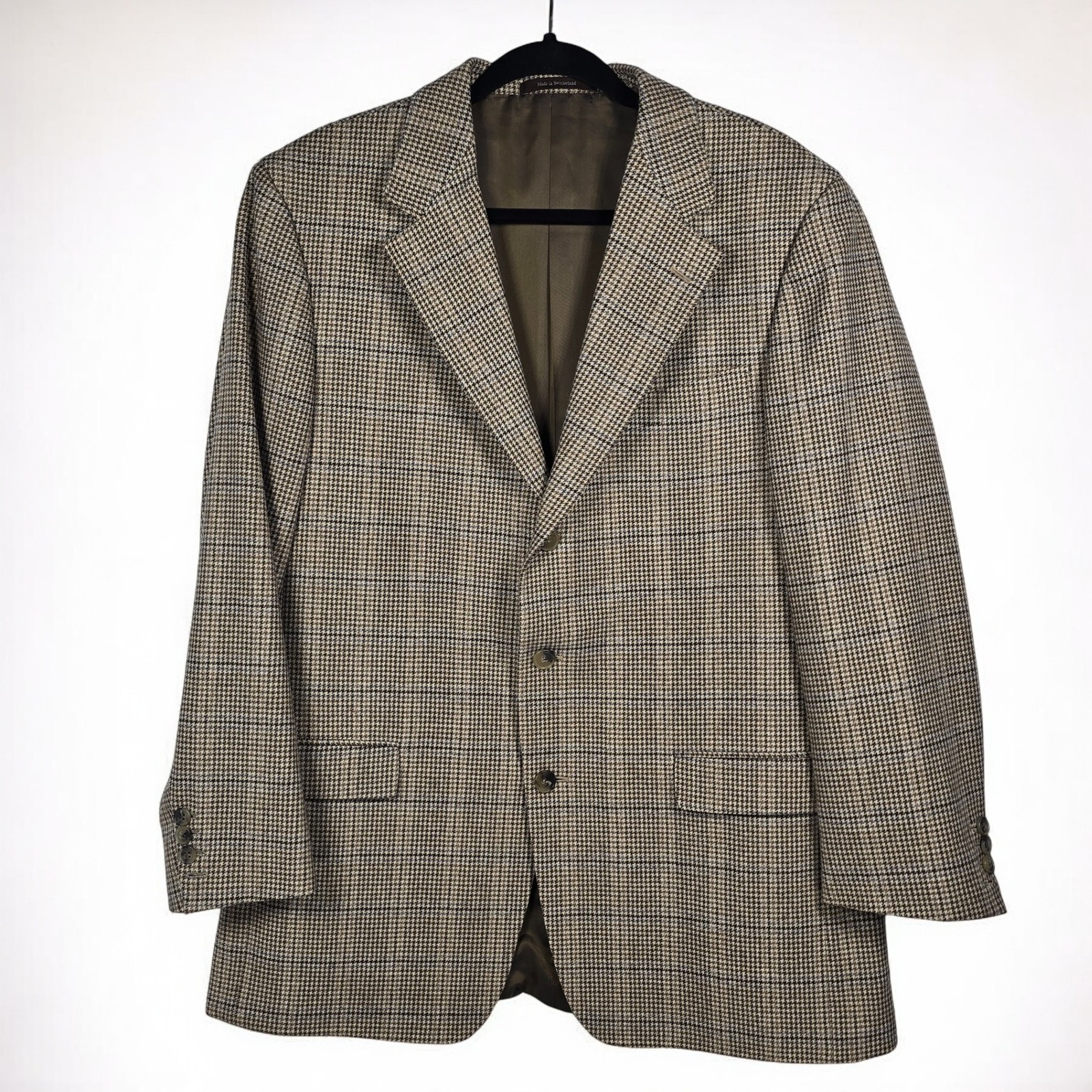 Ermenegildo Zegna Beecroft Bull Mens Wool Houndstooth Blazer Jacket Size 54r